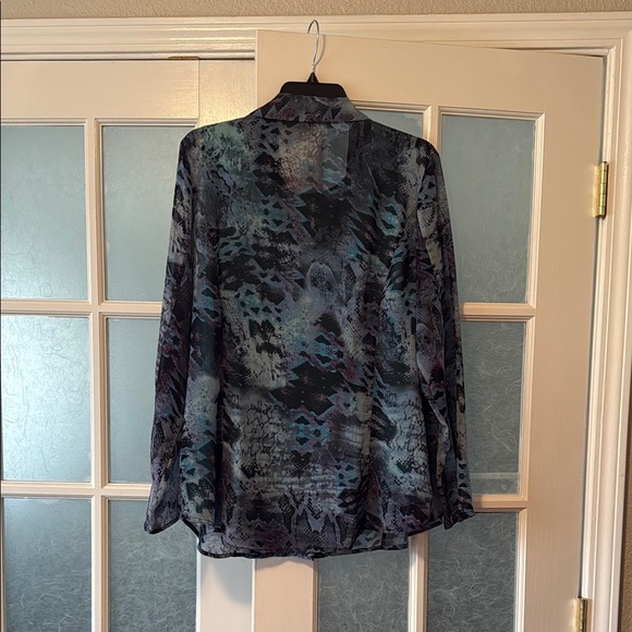 CAbi Blue and Black Blouse with Abstract Pattern - Picture 5 of 6